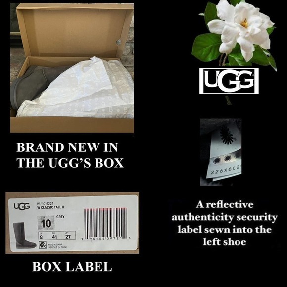 UGG Women Classic TALL II Grey Boots Side 10 BNIB - Picture 8 of 8